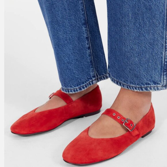 Madewell Remy Mary Jane Flats NEW IN BOX Red Suede size 11 - Picture 1 of 3